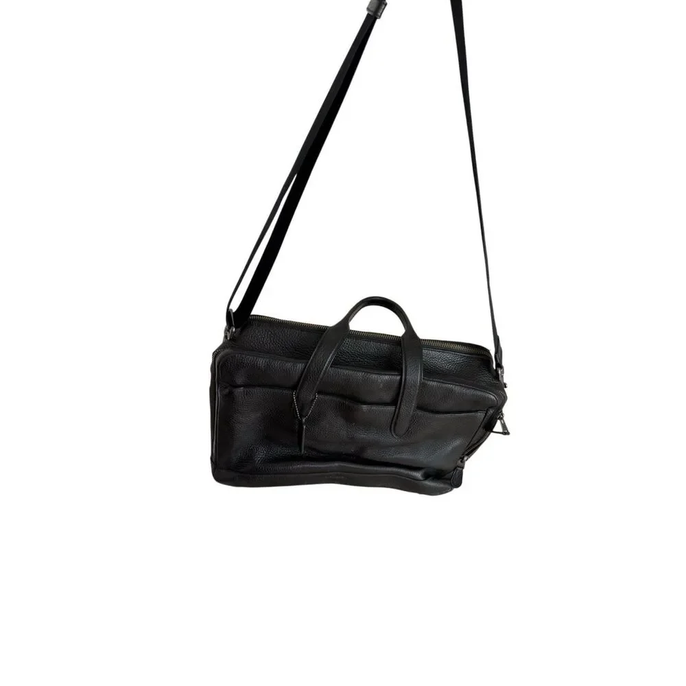 Coach Unisex Black Pebbled Leather Hamilton Business Travel Briefcase OS